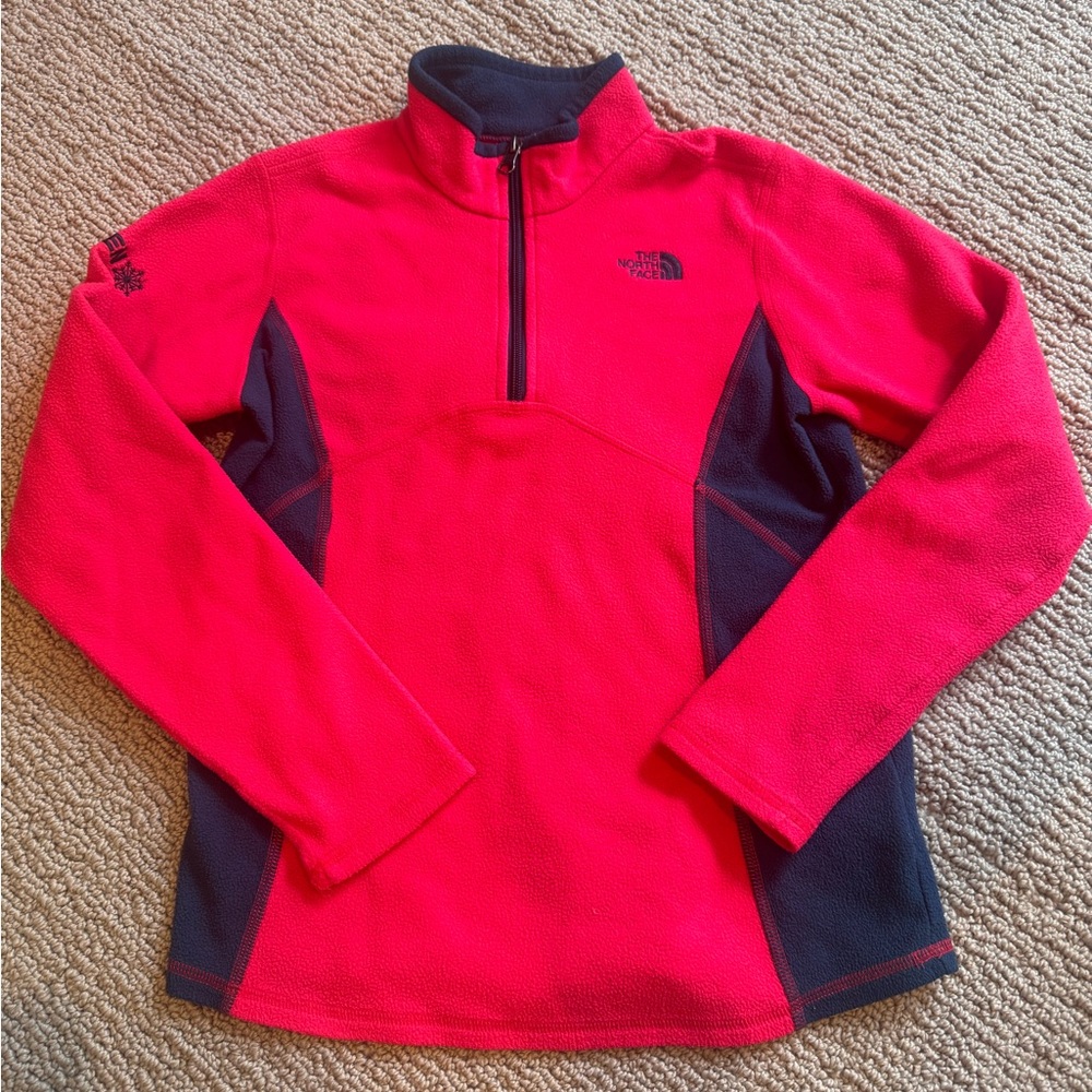 The North Face red and navy Half-Zip Fleece